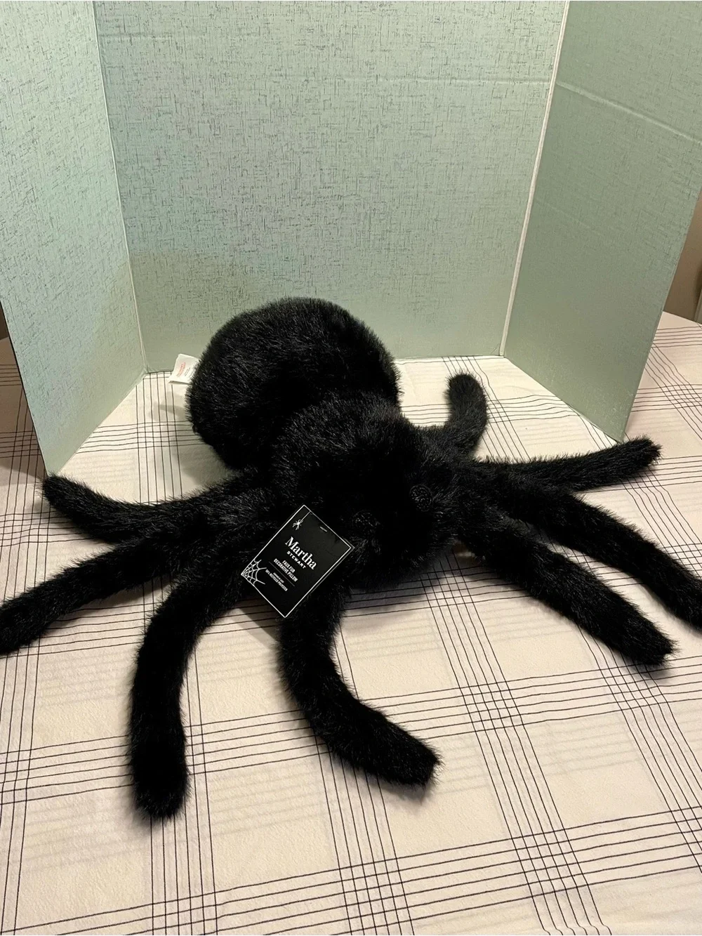 NWT MARTHA STEWART FAUX FUR Plush Black Fuzzy Spider Decor HALLOWEEN